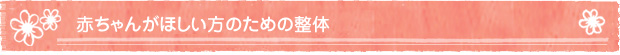 赤ちゃんがほしい方のための整体