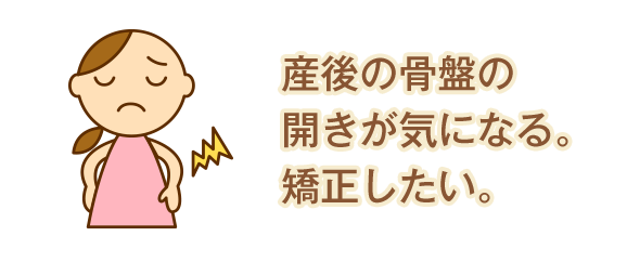 産後の骨盤の開きが気になる。矯正したい。